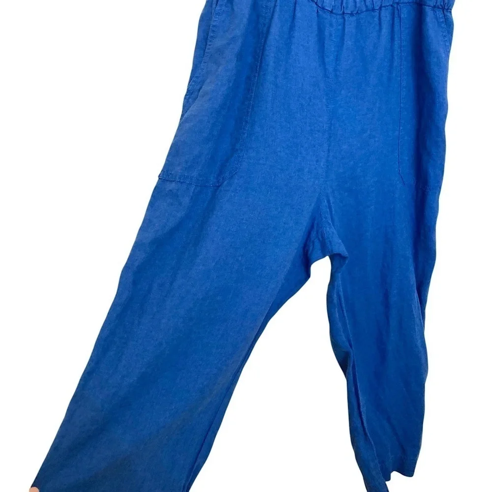 EVERLANE The Linen Shoestring Jumpsuit Lapis Blue